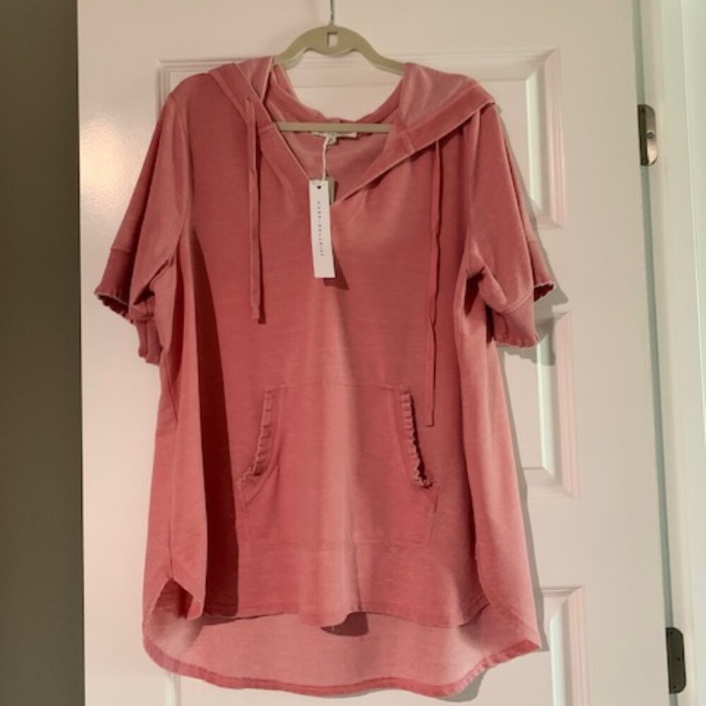 NWT - Pink Short Sleeve Tee with Hood 2X